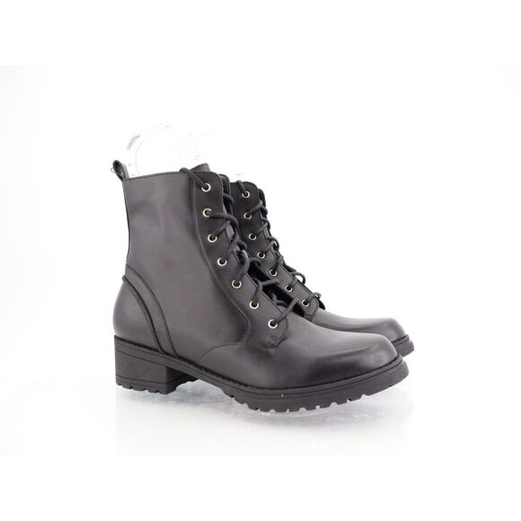 Cole Haan Women's Camea Combat Boot Size 10 B Black Leather Lace Up Block Heel - Picture 1 of 11